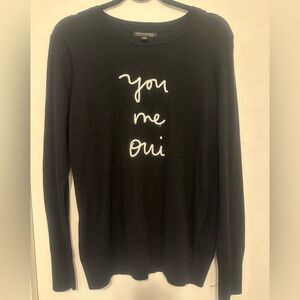 Banana Republic Black Sweater & White Text Wool Blend Sweater Size L